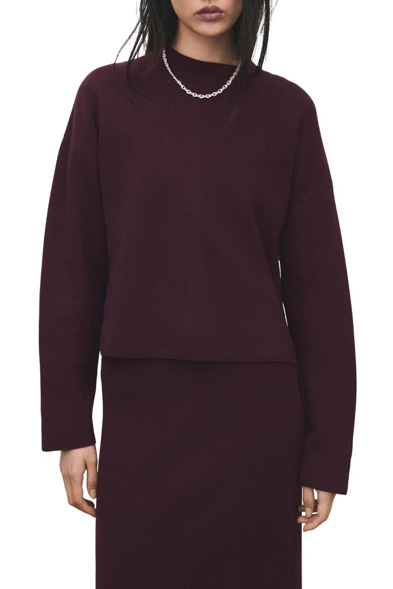 Structured Crewneck Sweater, Main, color, WINE