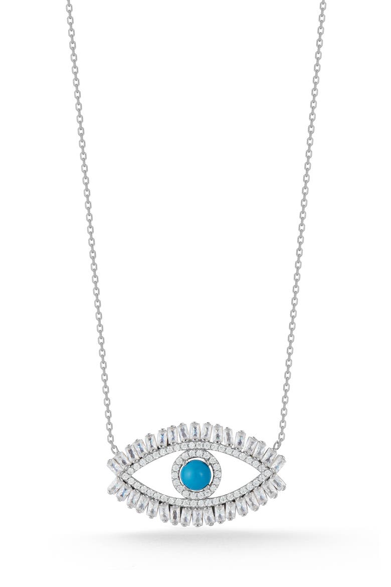 Evil Eye Pendant Necklace, Main, color, SILVER BLUE