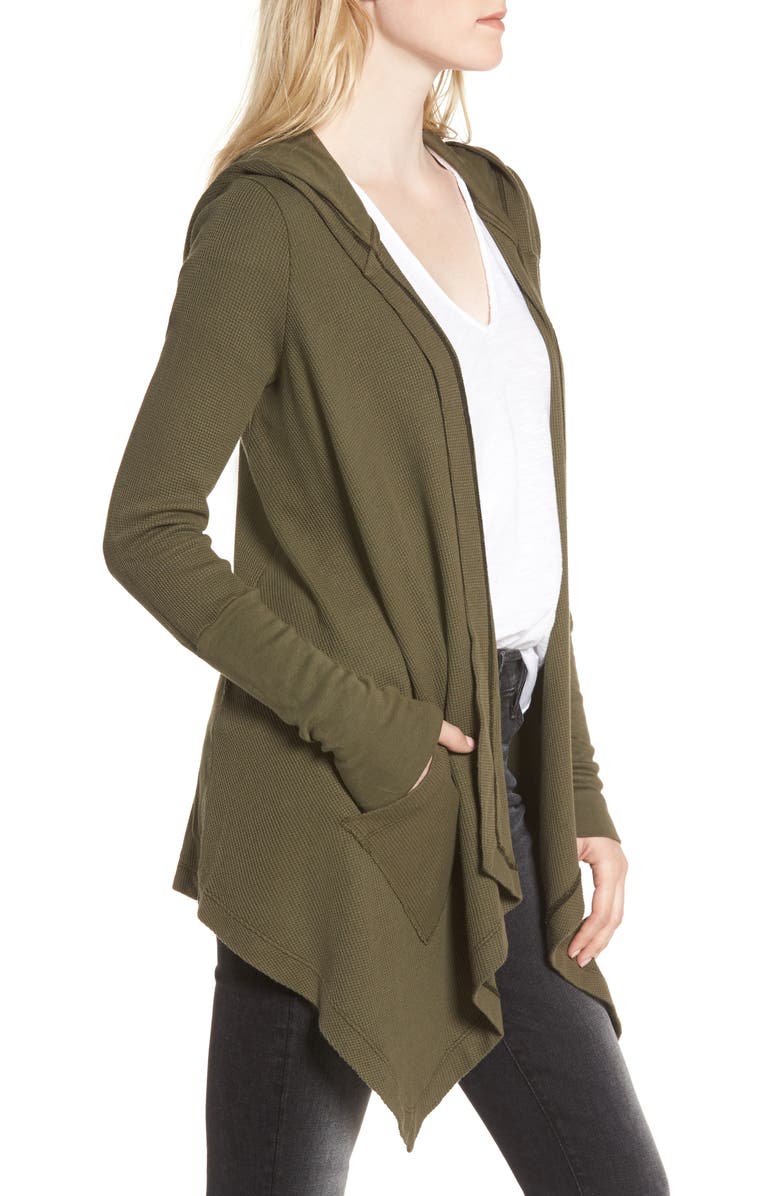 Splendid Draped Thermal Hoodie, Alternate, color,