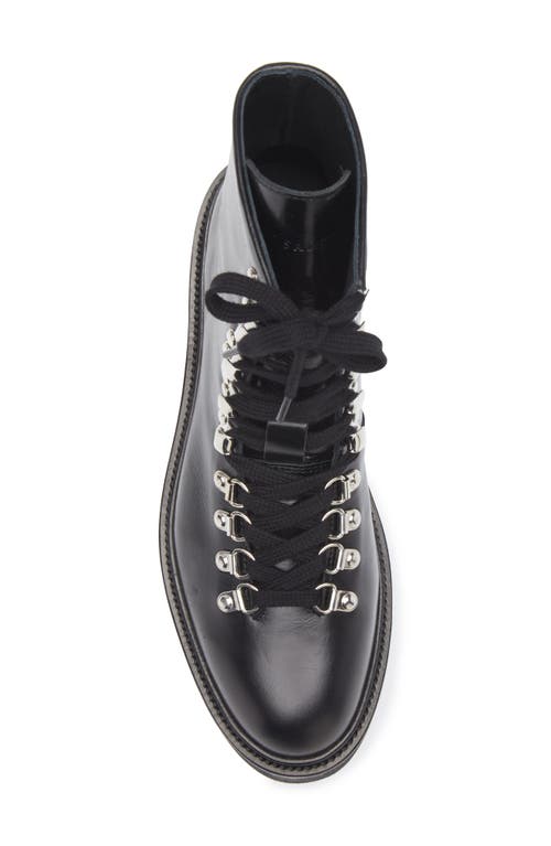 Allsaints Wanda Genuine Shearling Lug Sole Combat Boot In Black