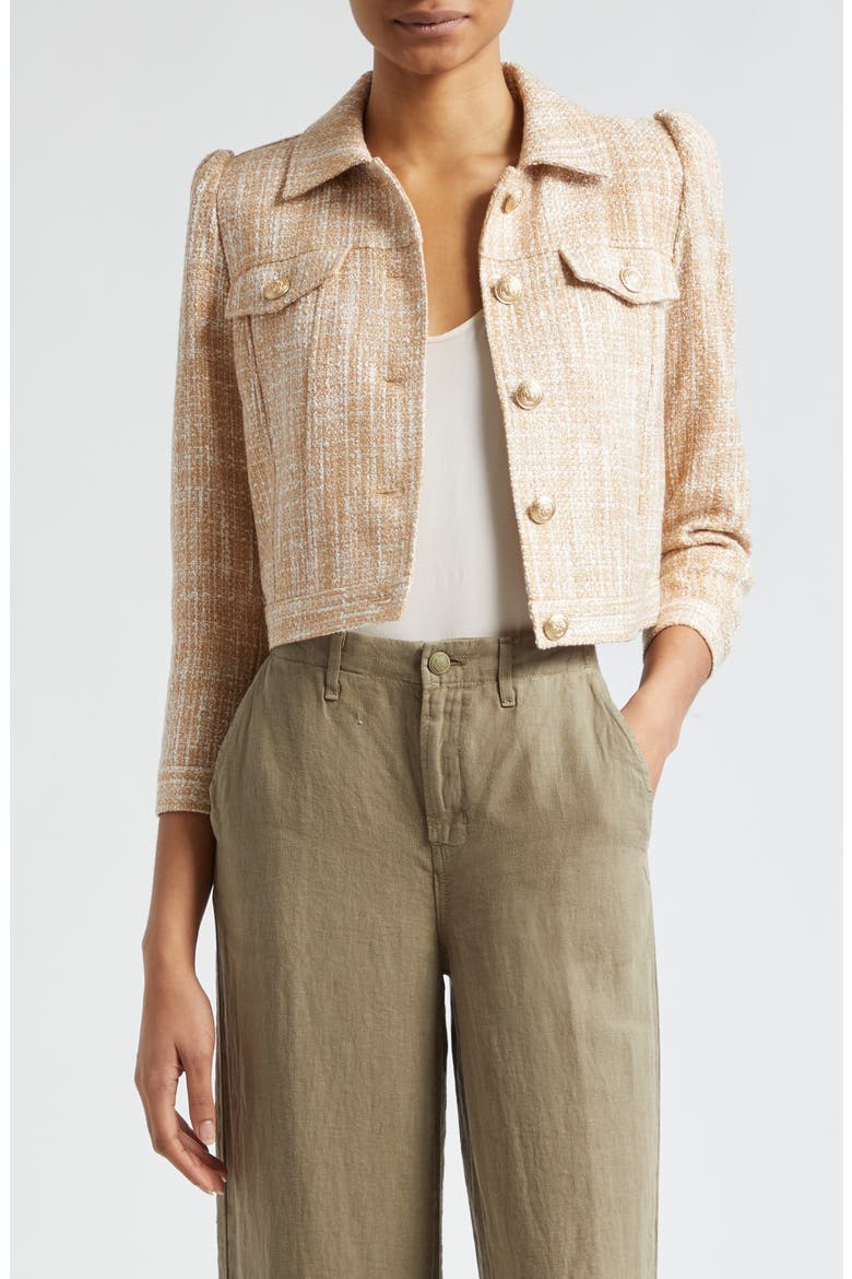 Kasey Tweed Crop Jacket, Main, color, BONE MULTI