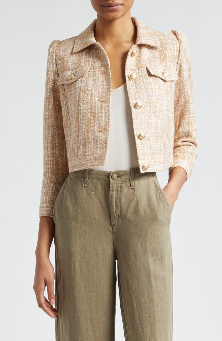 L'AGENCE Kasey Tweed Crop Jacket, Main, color,