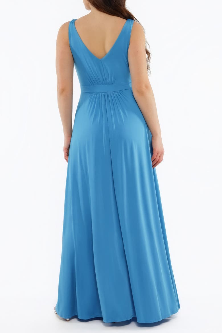 Shapewear Deep V-Neck Front Slit Goddess Maxi Dress, Alternate, color, Baby Blue