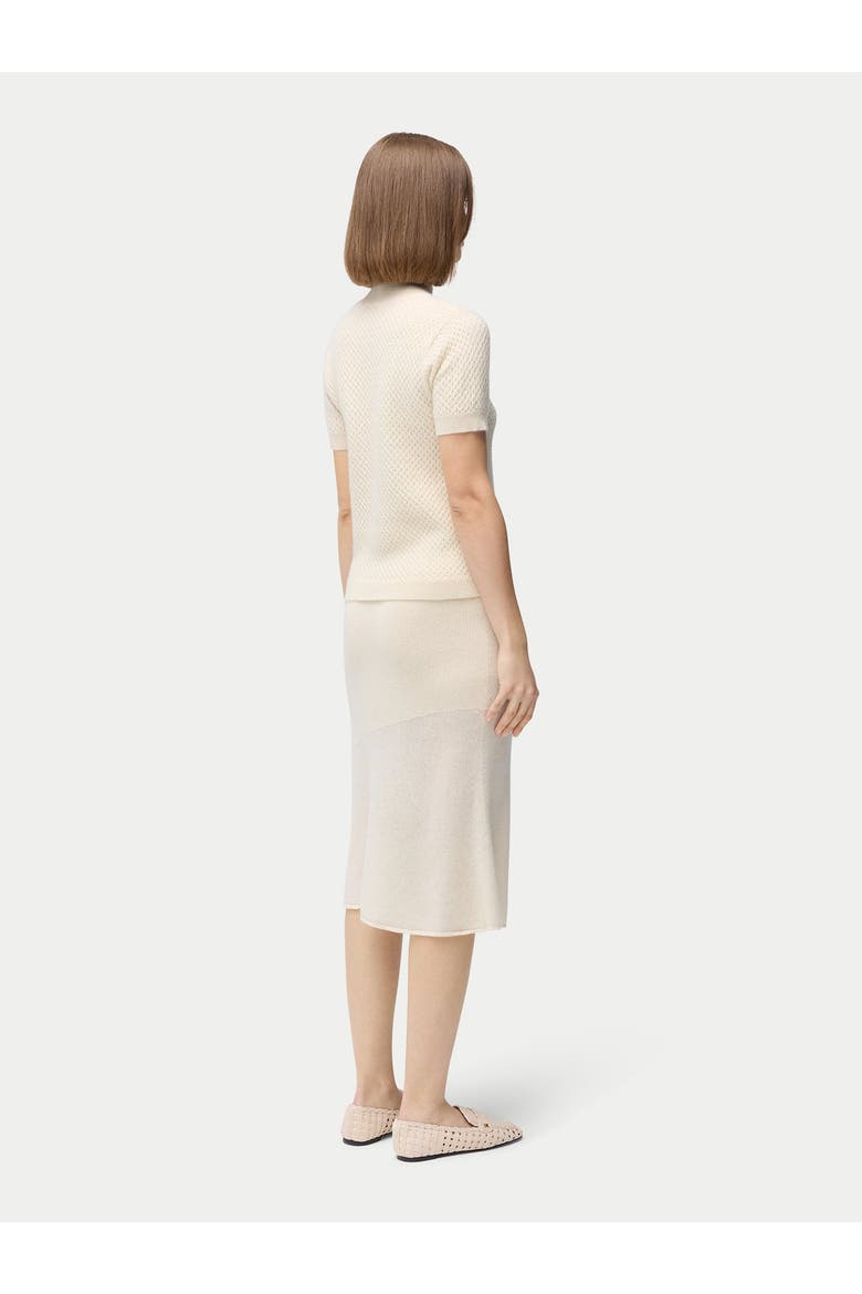 Short-Sleeve Textured Cashmere Top, Alternate, color, off white
