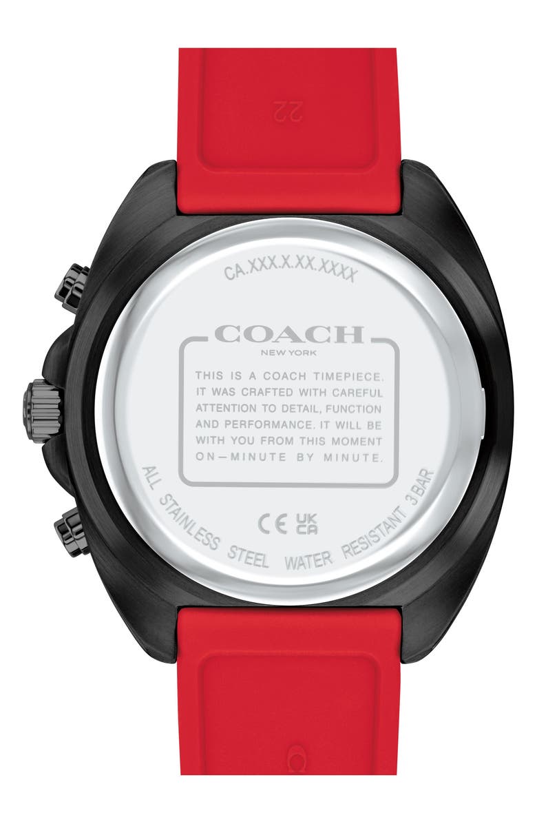 COACH Charter Chronograph Silicone Strap Watch, 44.5mm, Alternate, color, 