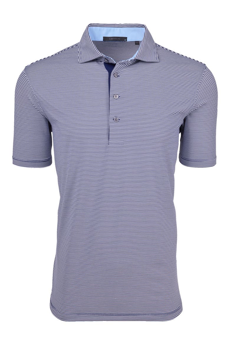 Saranac Stripe Polo, Main, color, MALTESE BLUE/ ARCTIC
