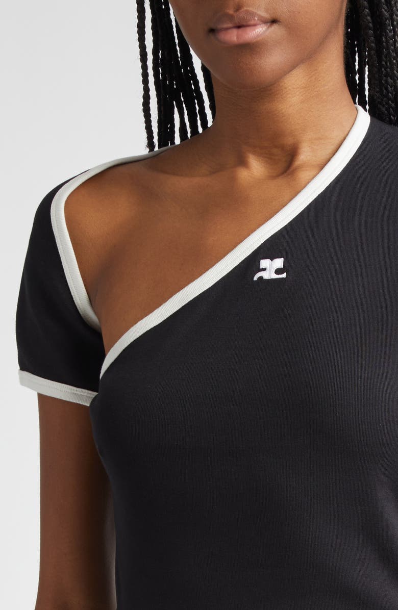 Courrèges Slash Cutout Contrast T-Shirt, Alternate, color, 