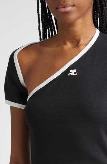 Courrèges Slash Cutout Contrast T-Shirt | Nordstrom