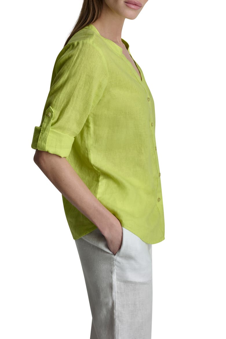 Linen Button-Up Shirt, Alternate, color, LIMEADE