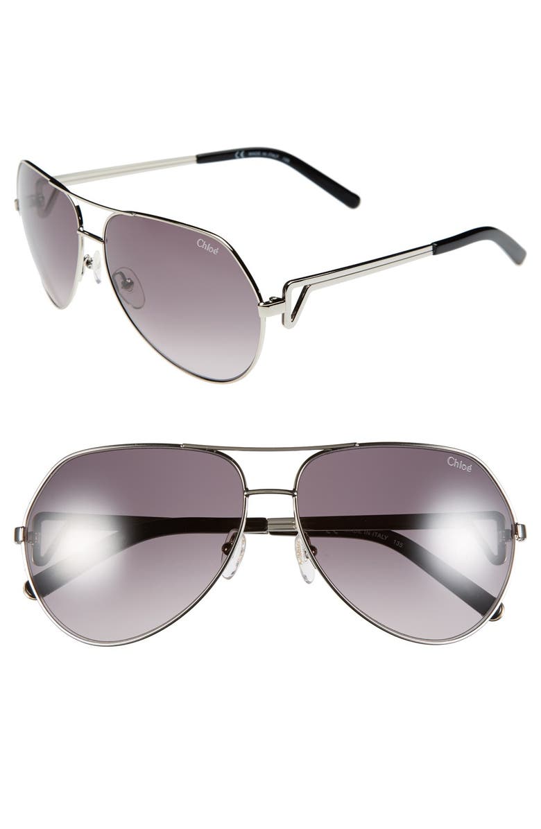Chloé 61mm Aviator Sunglasses, Main, color, 