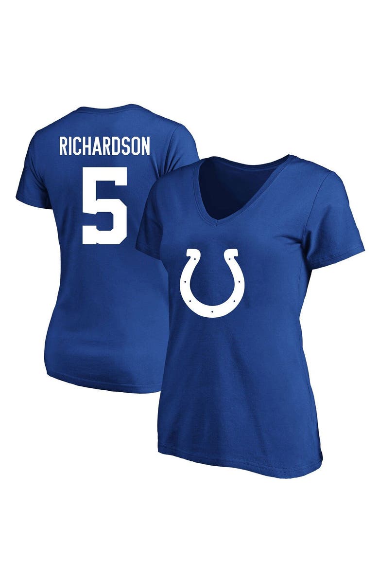 FANATICS Women's Anthony Richardson Royal Indianapolis Colts Plus Size Fair Catch Name & Number V-Neck T-Shirt, Main, color, Royal