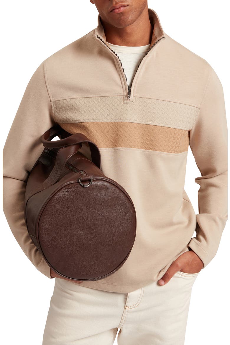 Viktoro Chest Stripe Quarter Zip Pullover, Alternate, color, TAUPE
