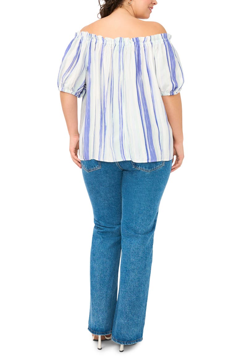 Stripe Off the Shoulder Top, Alternate, color, ICE LAGOON