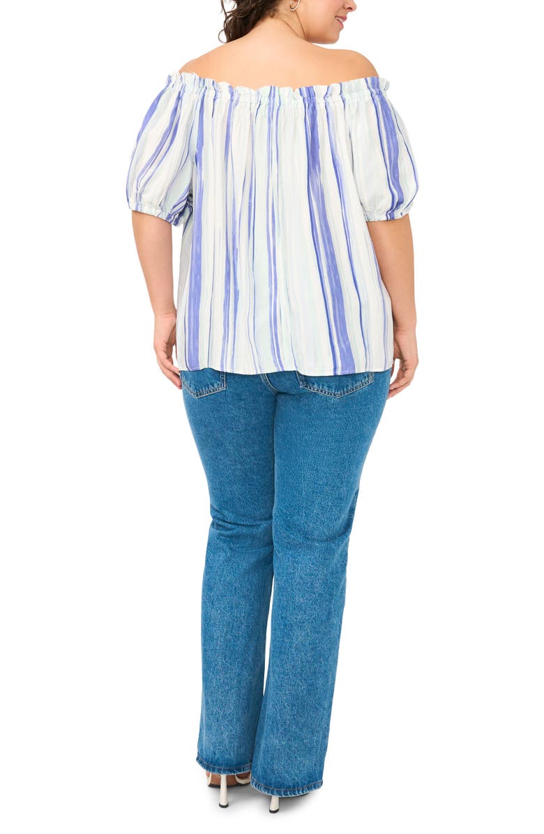 Vince Camuto Stripe Off the Shoulder Top, Alternate, color, Ice Lagoon