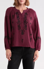 Forgotten Grace Embroidered Cotton Gauze Top