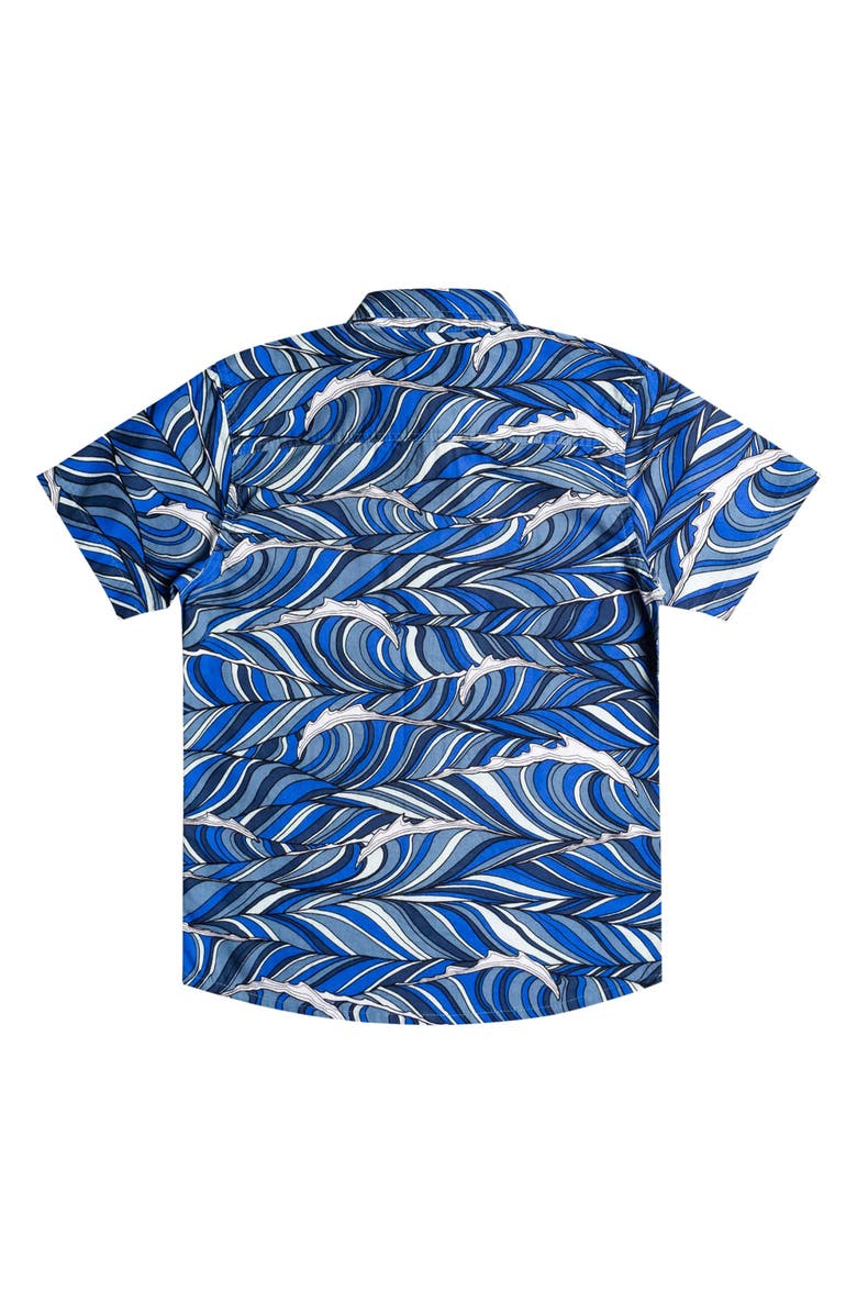 Quiksilver Kids' Wavy Wavy Short Sleeve Organic Cotton Button-Up Shirt, Alternate, color, 
