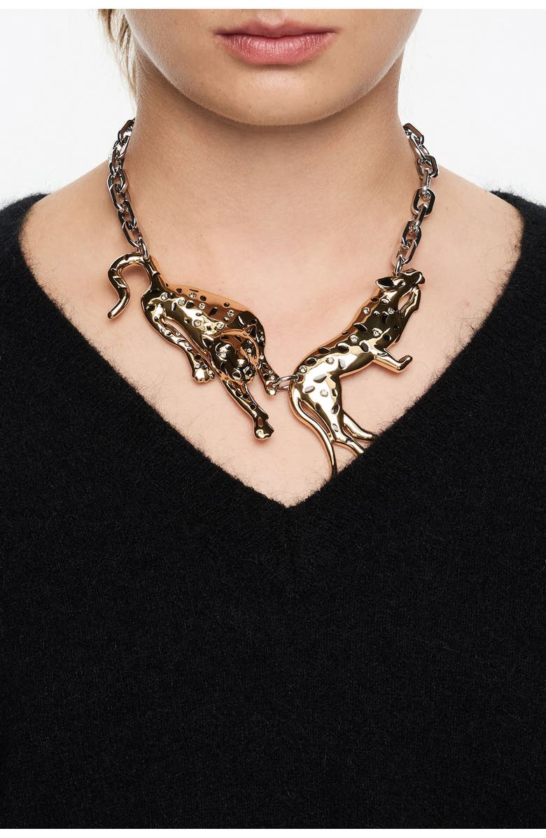 Bimba y Lola Two-Tone Panthers Necklace, Alternate, color, 