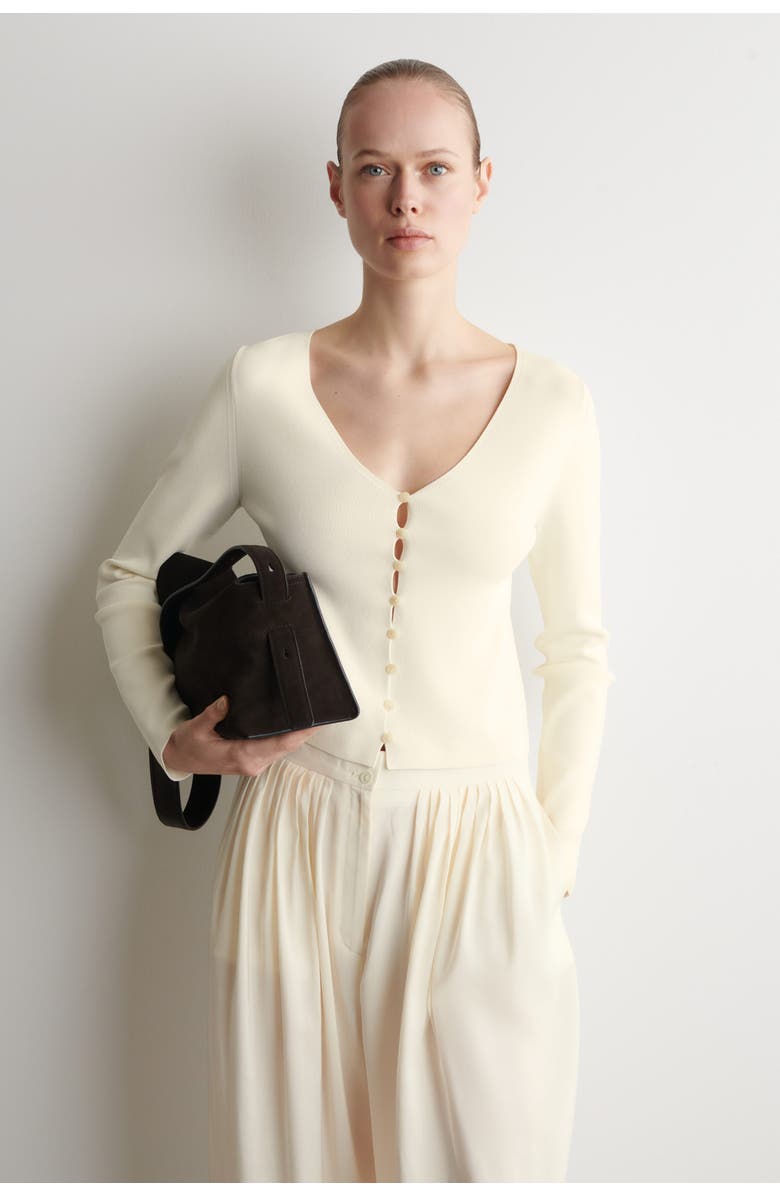 COS Minimal Knitted V-neck Cardigan, Main, color, Ivory