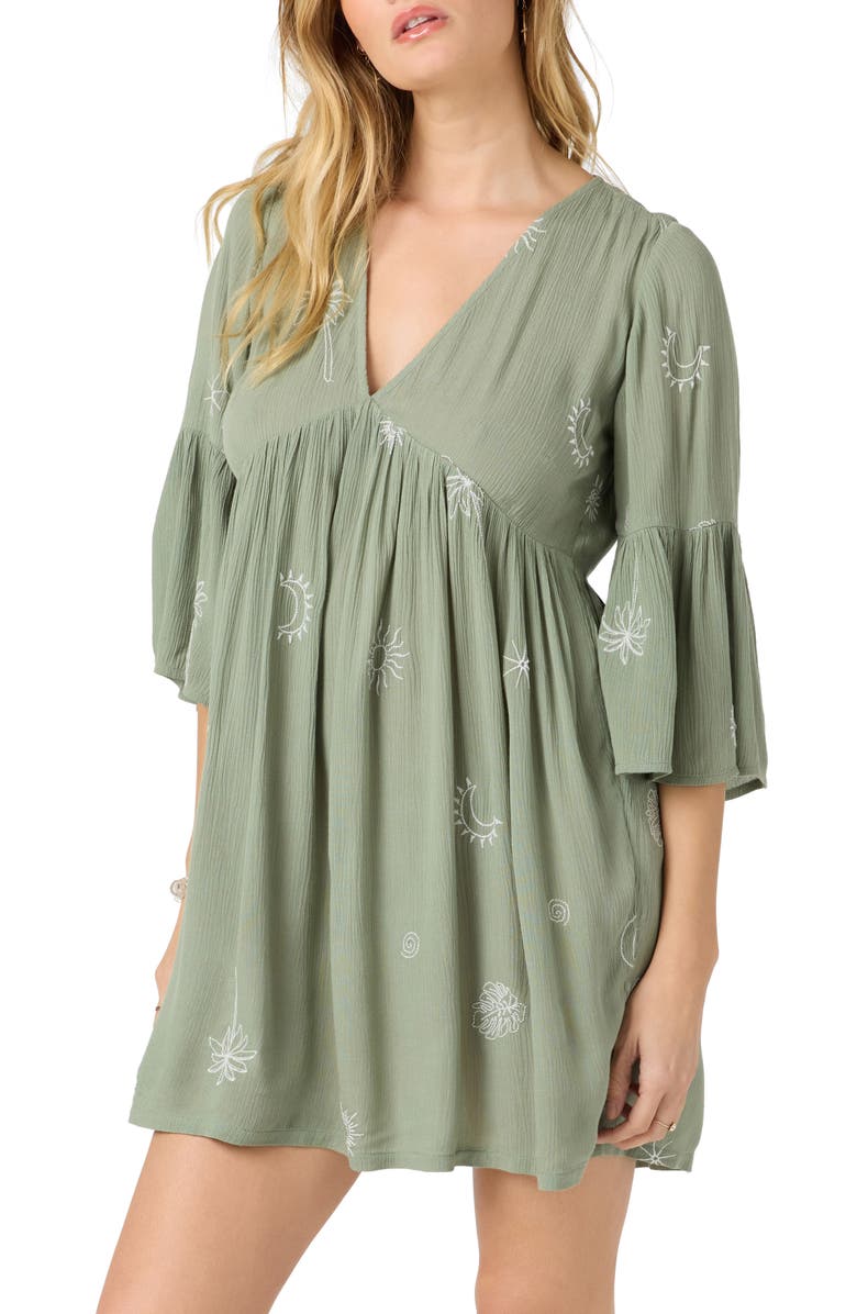 O'Neill Pennie Embroidered Minidress, Alternate, color, Sea Spray