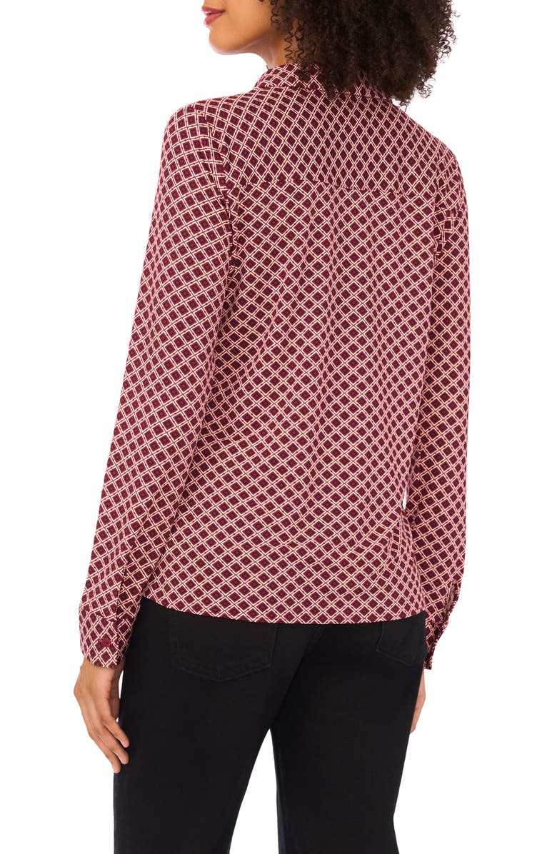 Halogen<sup>®</sup> Print Button-Up Shirt, Alternate, color, Cordovan
