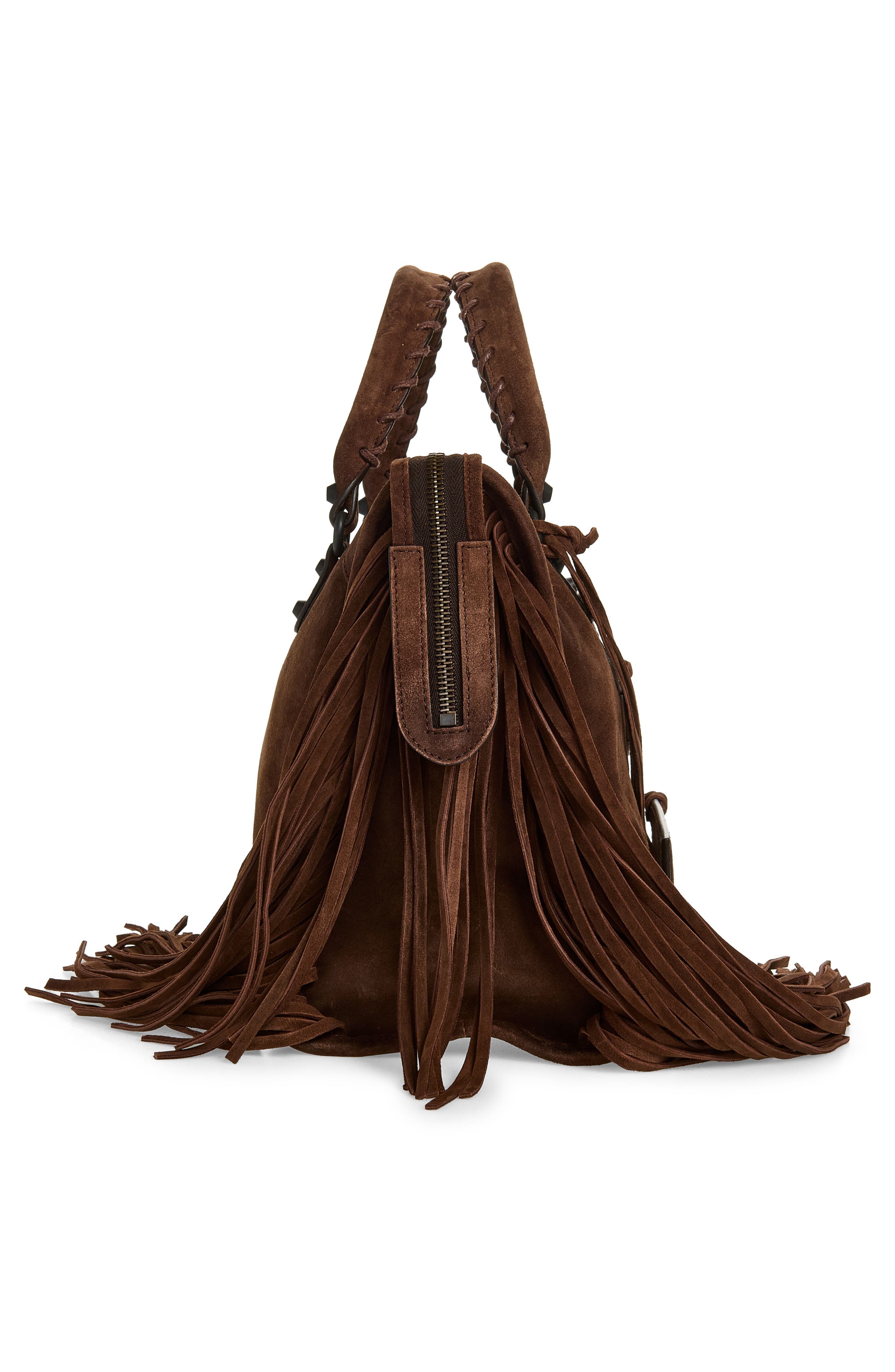 Medium Le City Suede Satchel, Alternate, color, LIGHT ESPRESSO