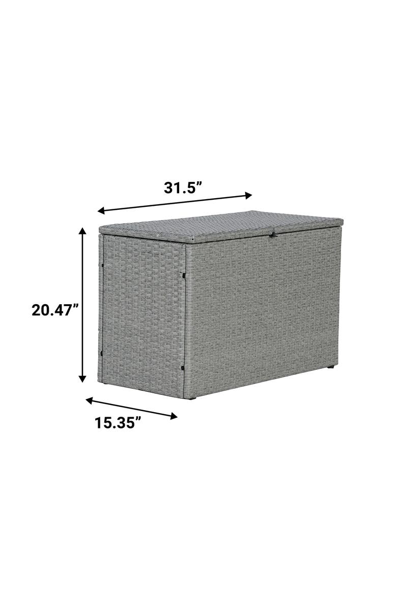 Nino Modern Minimalist Outdoor Faux Wicker Deck and Patio Storage Box, Alternate, color, Gray
