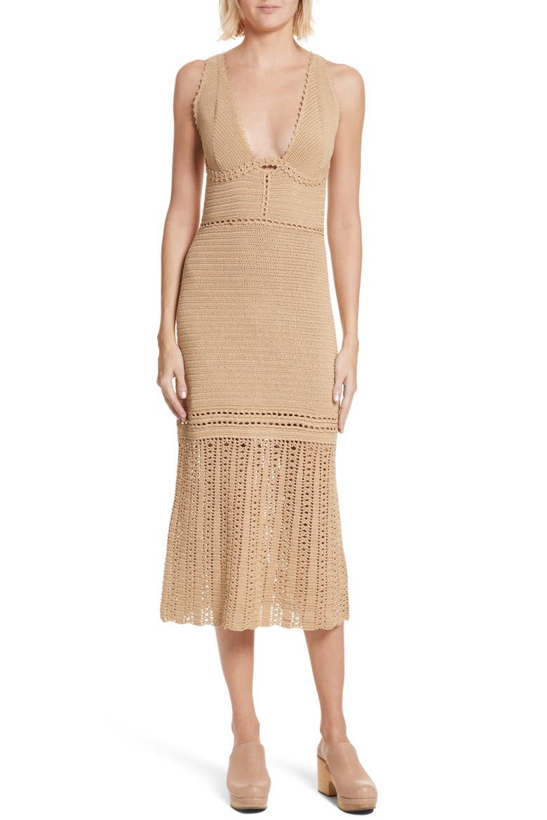 Contender Crochet Dress, Main, color, GOLD