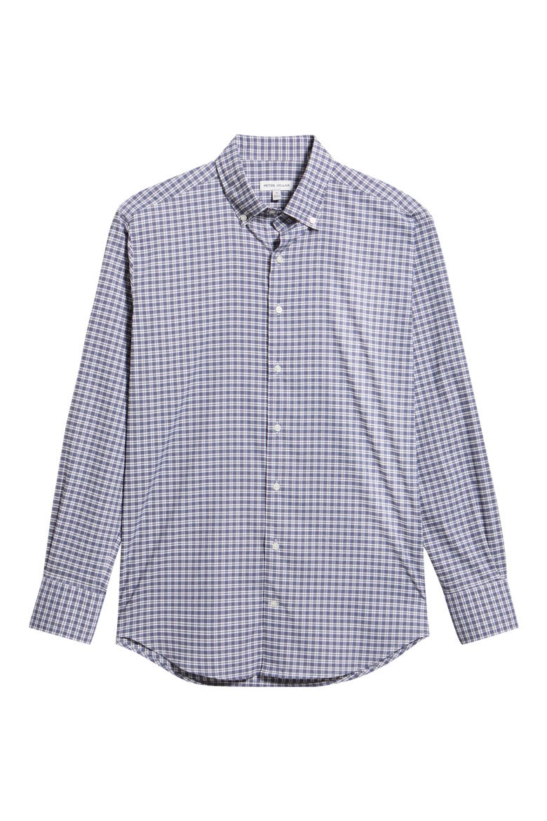 Clark Performance Twill Plaid Sport Shirt, Alternate, color, NAVY