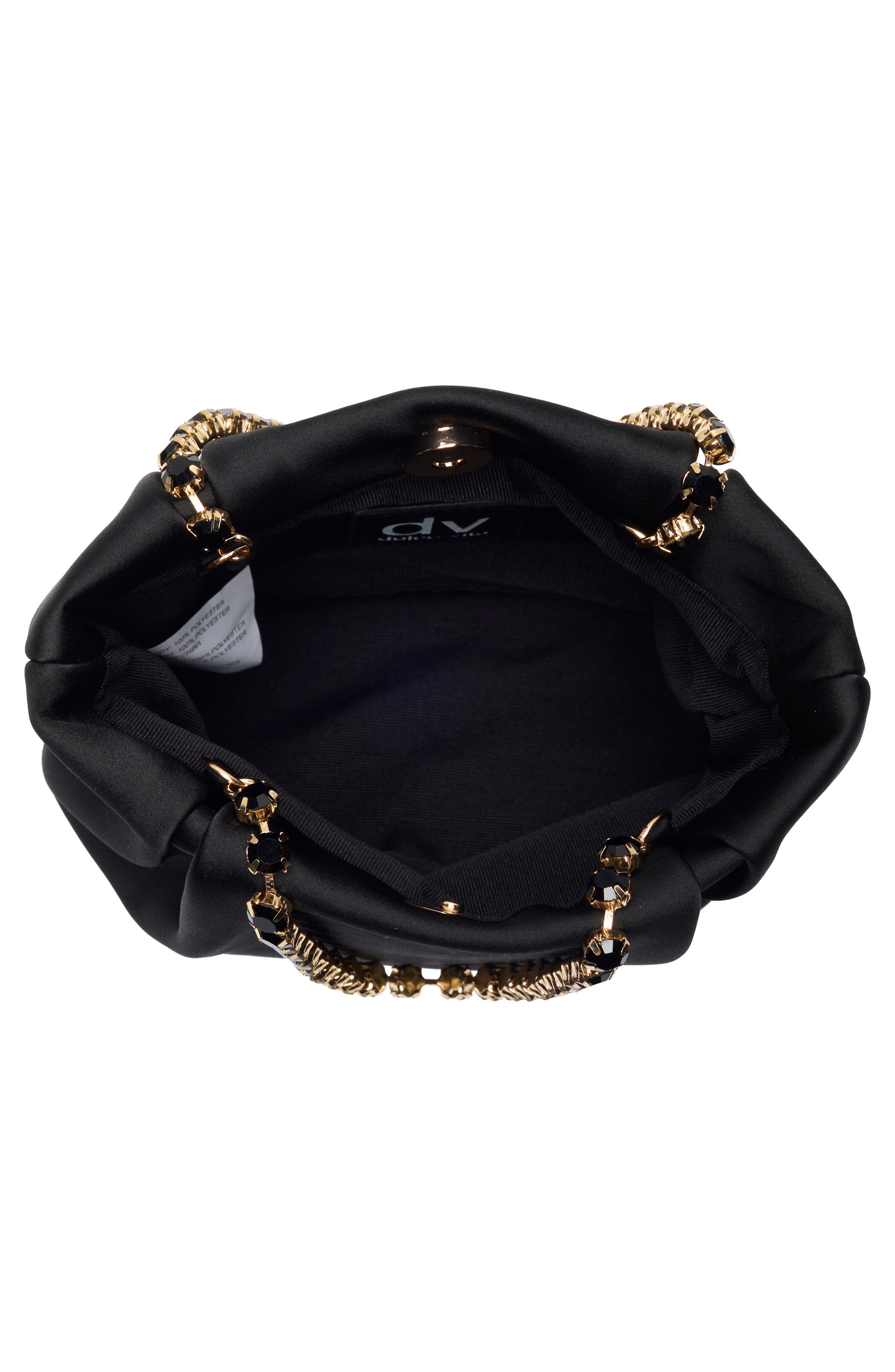 Dolce Vita Karol Rhinestone Strap Satin Handbag, Alternate, color, Black