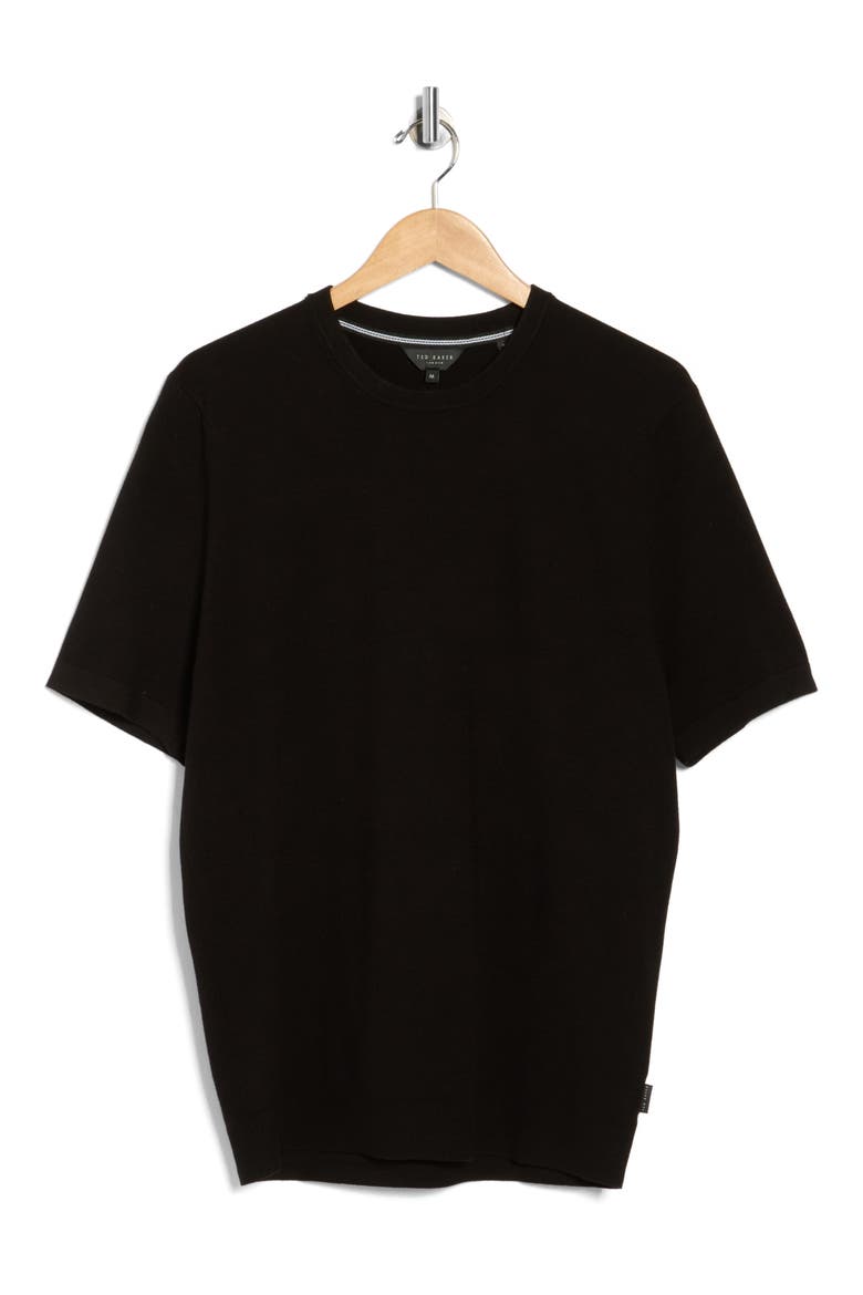 Crewneck Knit T-Shirt, Alternate, color, BLACK