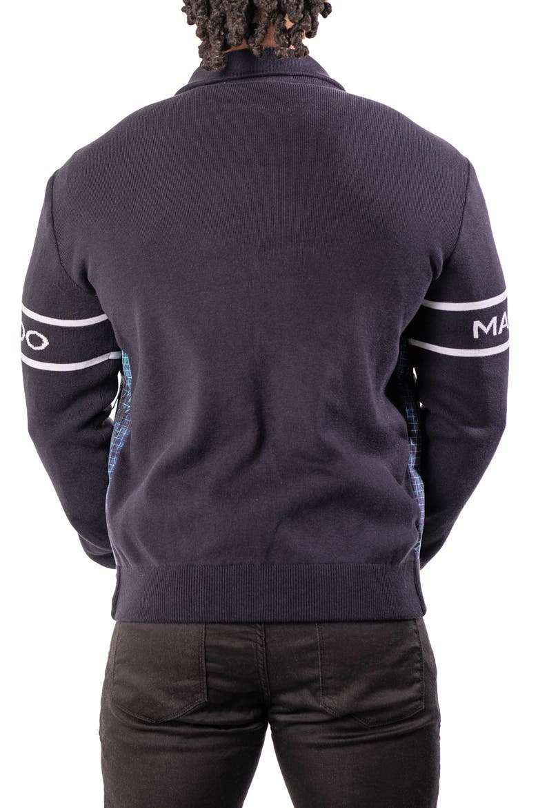 Oceanography Mixed Media Insulated Bomber Jacket, Alternate, color, BLUE