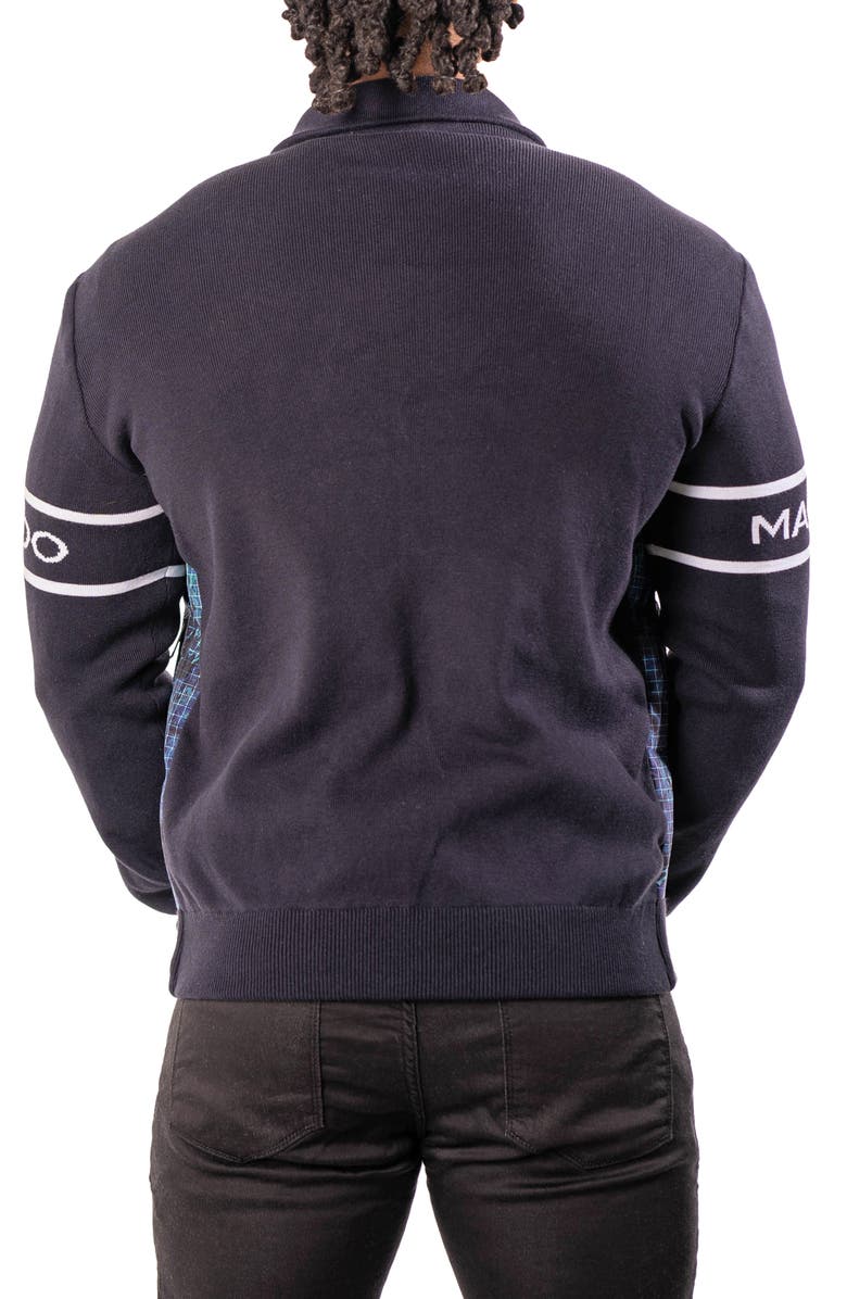 Maceoo Oceanography Mixed Media Insulated Bomber Jacket, Alternate, color, Blue