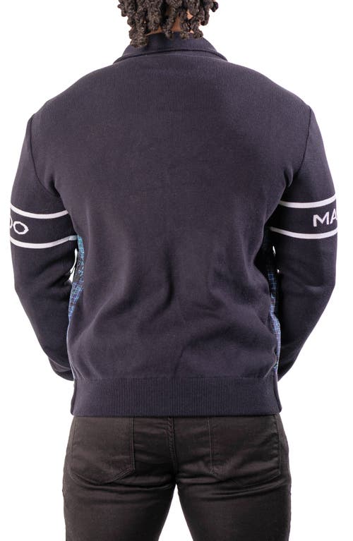 Maceoo Oceanography Mixed Media Insulated Bomber Jacket In Blue