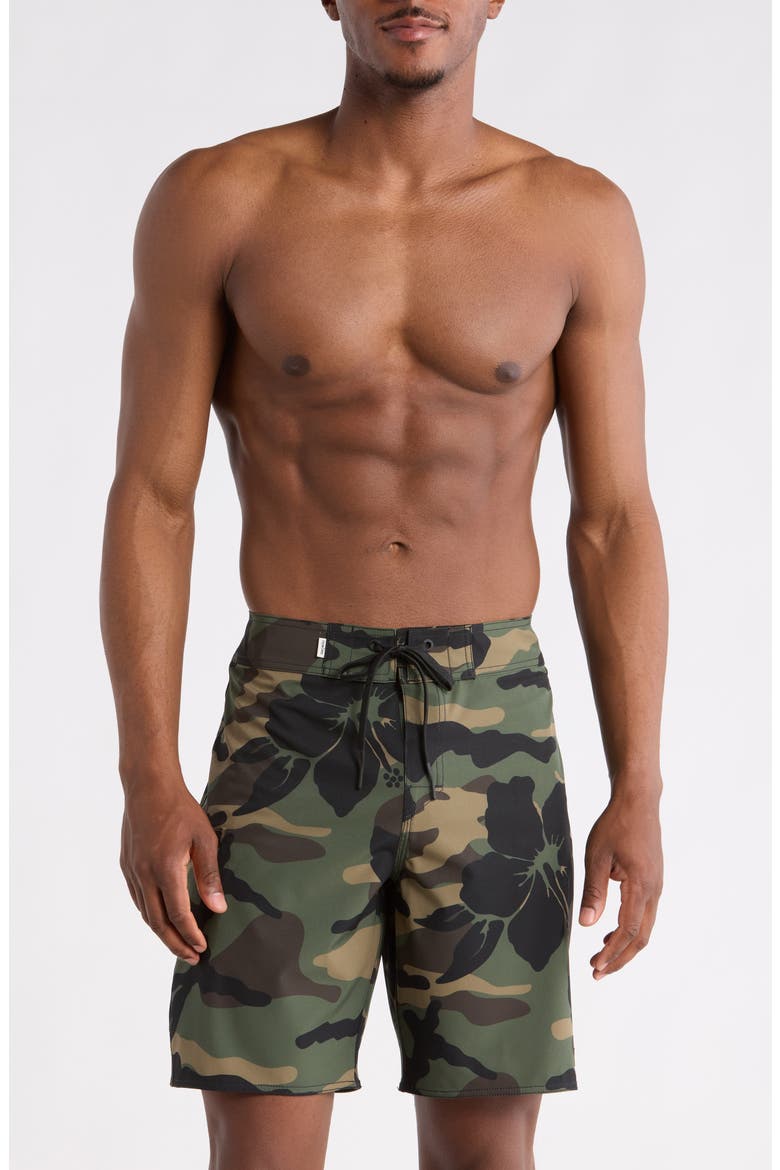 Print Classic Board Shorts, Main, color, OLIVE