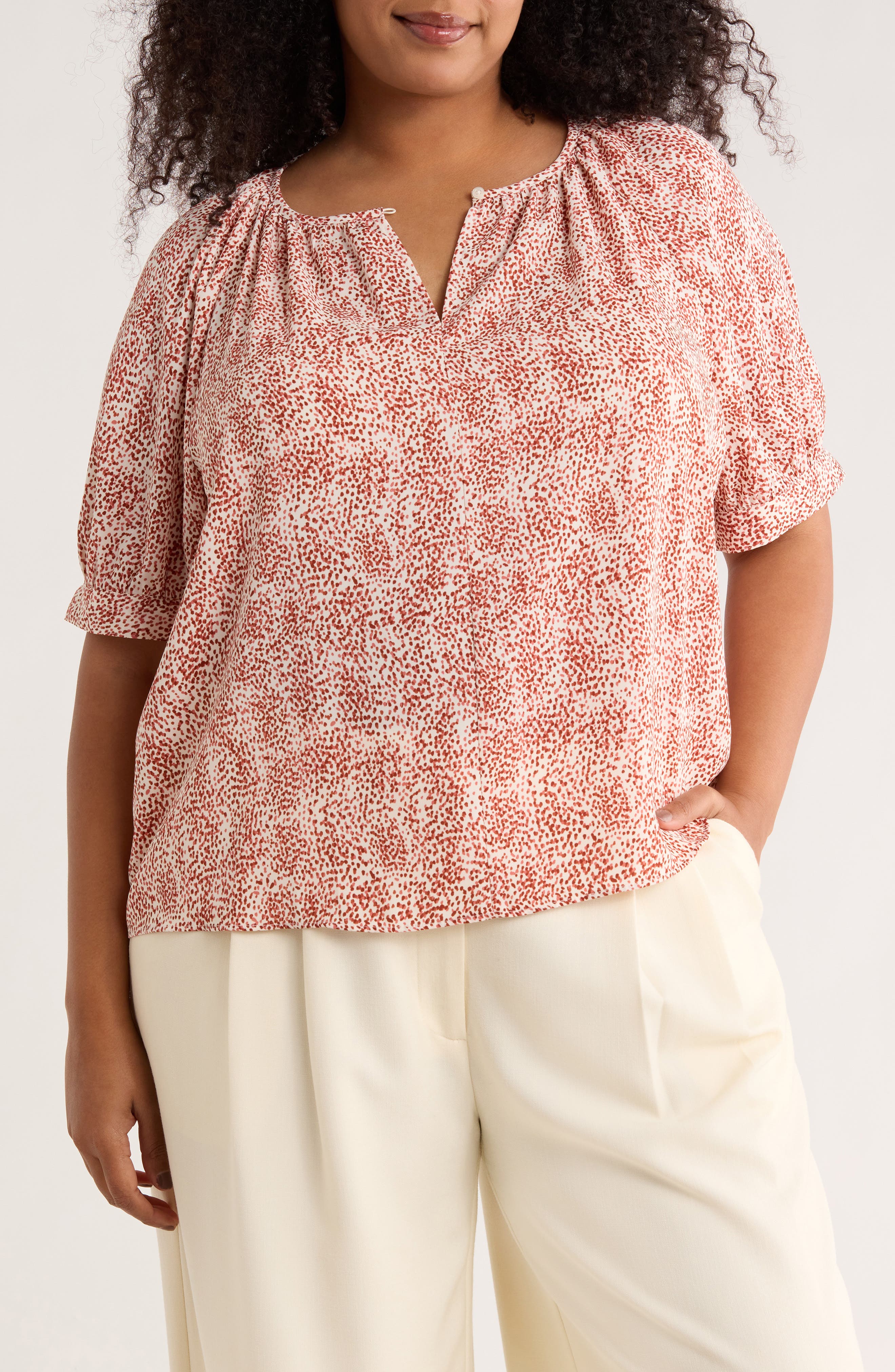 Gathered Neck Puff Sleeve Top - image 5