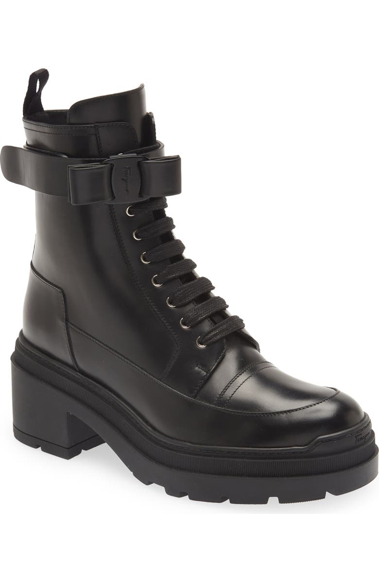 FERRAGAMO Lober Cap Toe Combat Boot, Main, color,