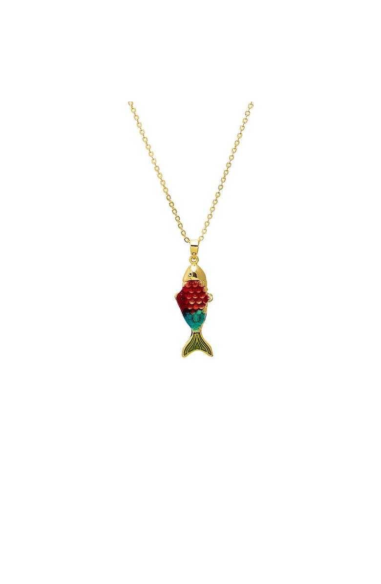 BY ADINA EDEN Multi Color Scales Fish Pendant Necklace, Main, color, Multi-Color