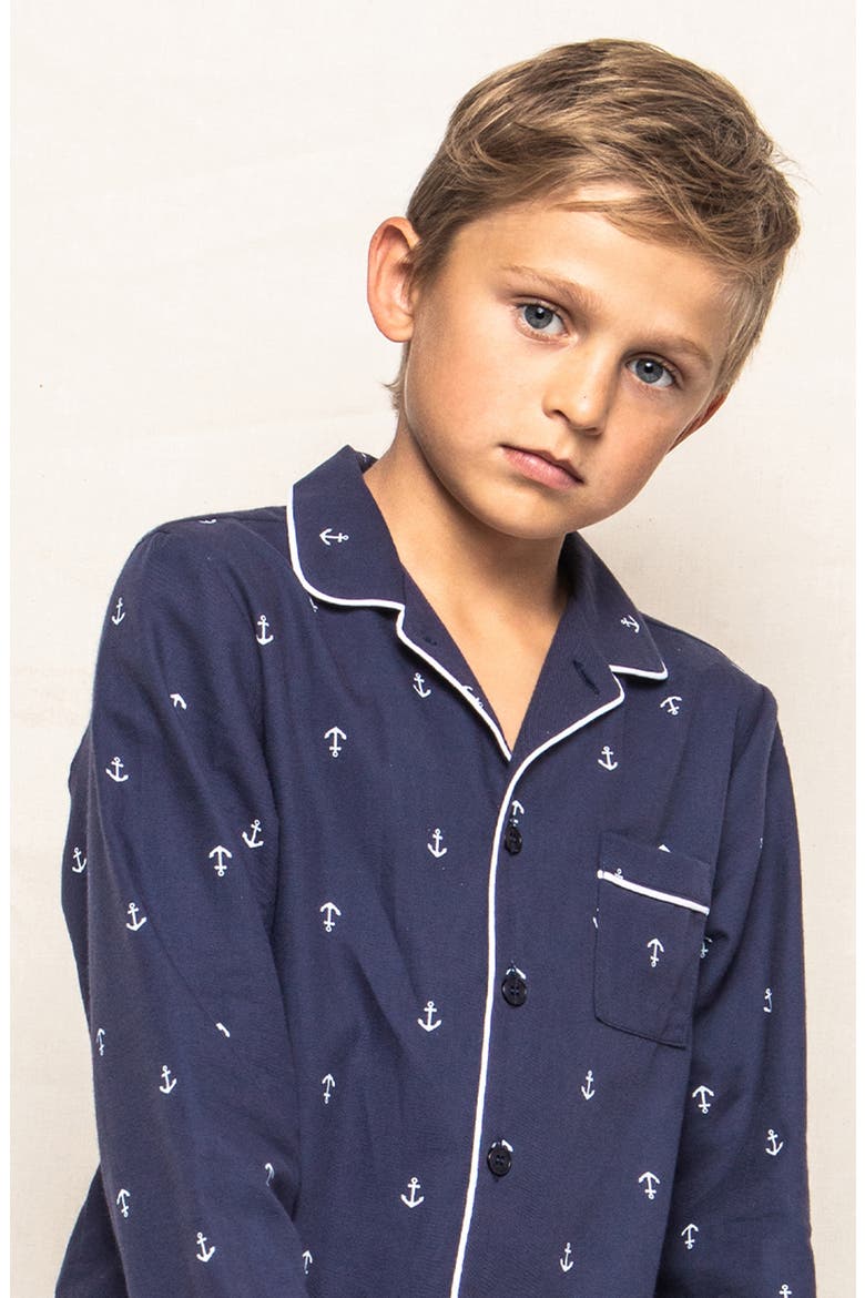 Portsmouth Anchors Long Sleeve Two-Piece Pajamas, Alternate, color, NAVY