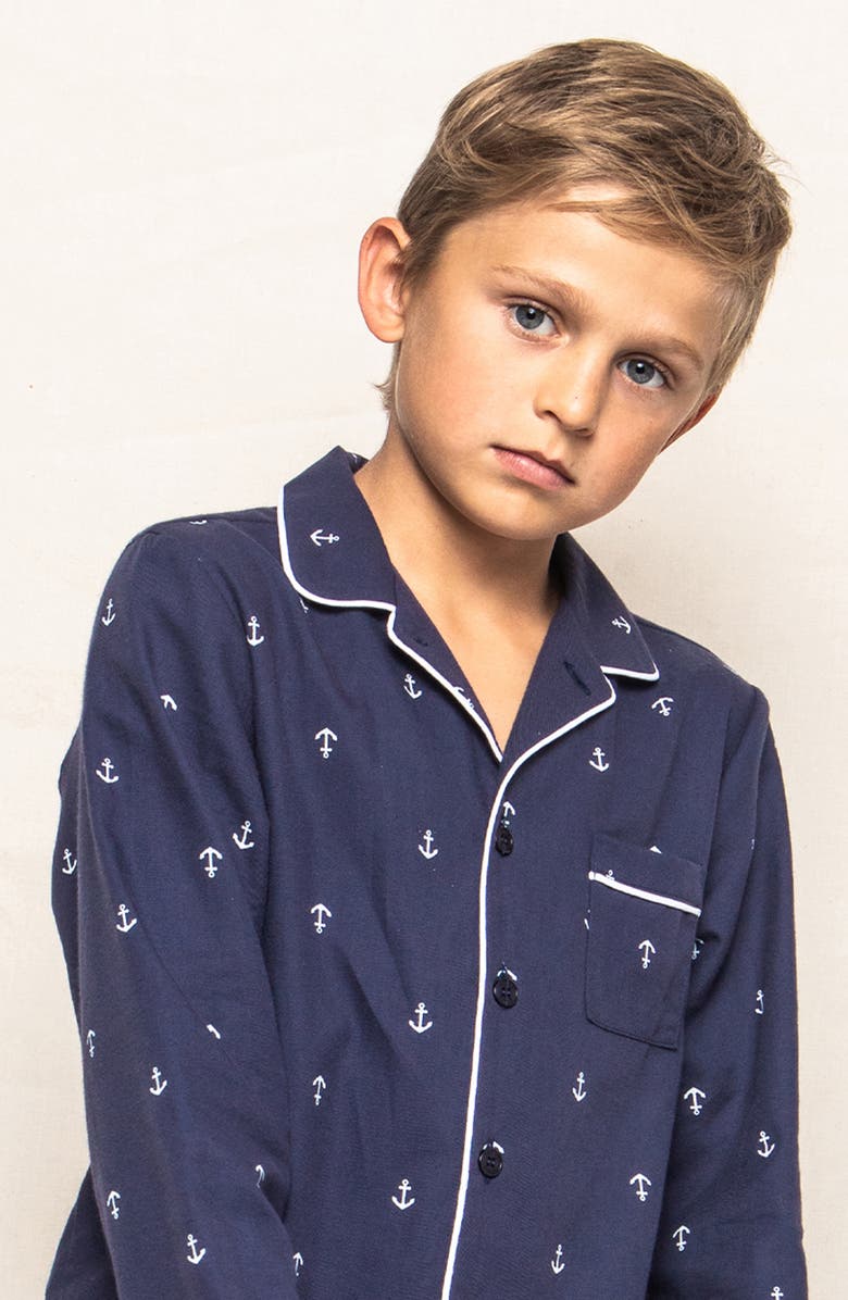 Petite Plume Portsmouth Anchors Long Sleeve Two-Piece Pajamas, Alternate, color, 