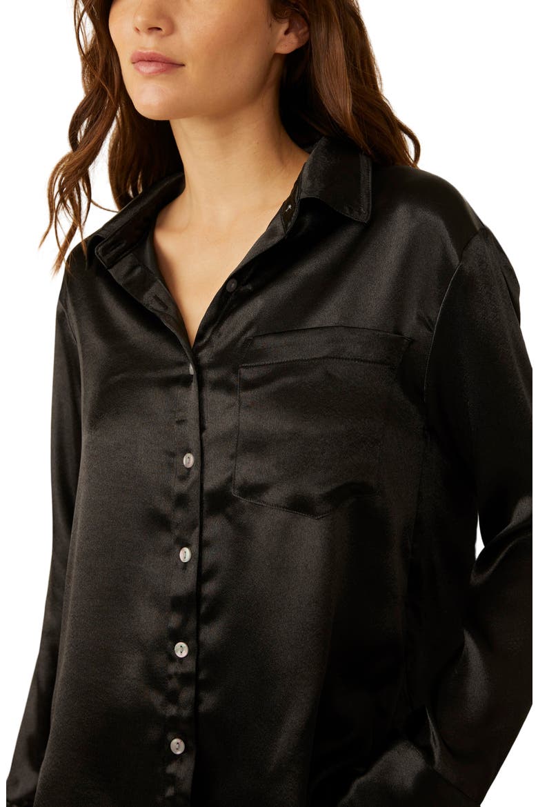 Shooting For the Moon Satin Shirt, Alternate, color, BLACK
