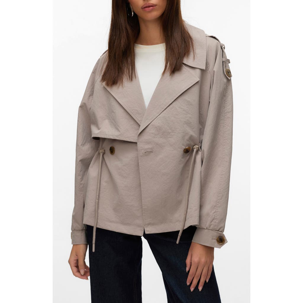 Vero Moda Brave Sienna Short Trench Jacket In Moon Rock