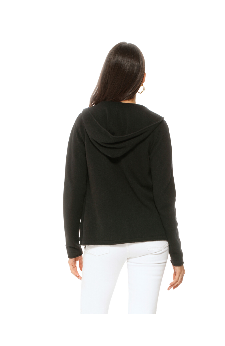 Monticelli Cashmere Pure Cashmere Double Zip Hoodie Sweater, Alternate, color, Black