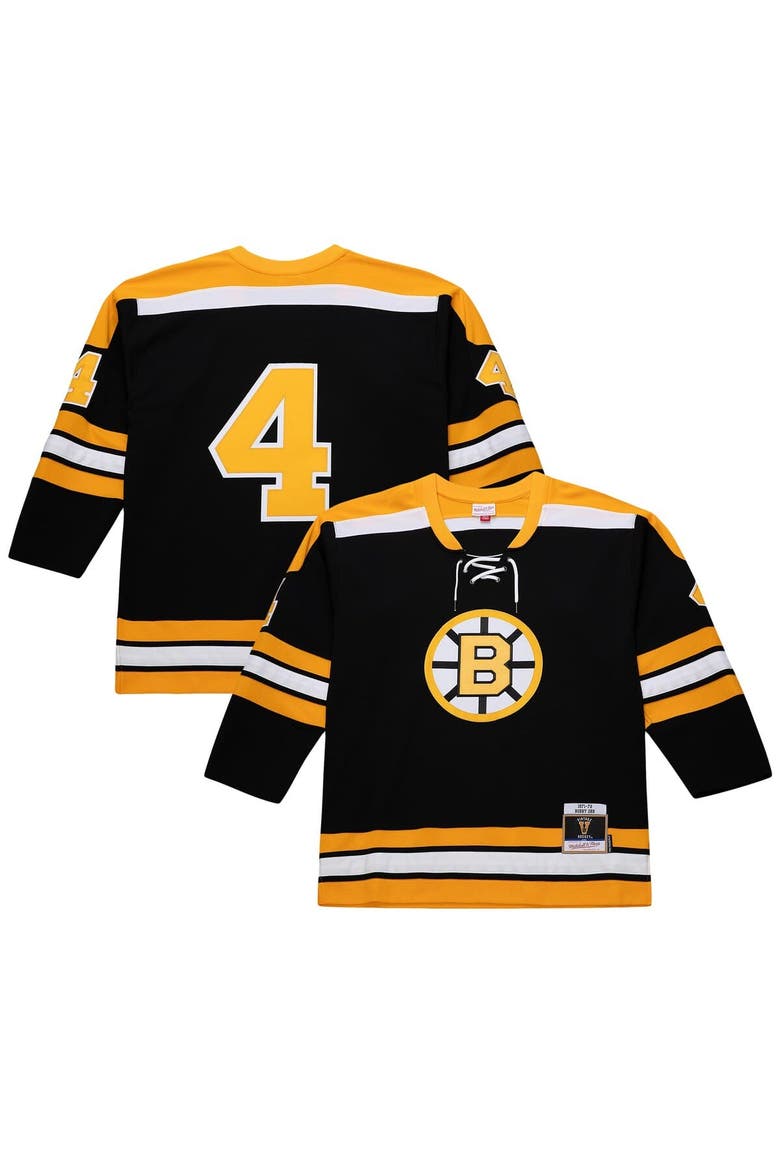 Men's Mitchell & Ness Bobby Orr Black Boston Bruins Big & Tall 1971/72 Blue Line 2.0 Jersey, Main, color, Black