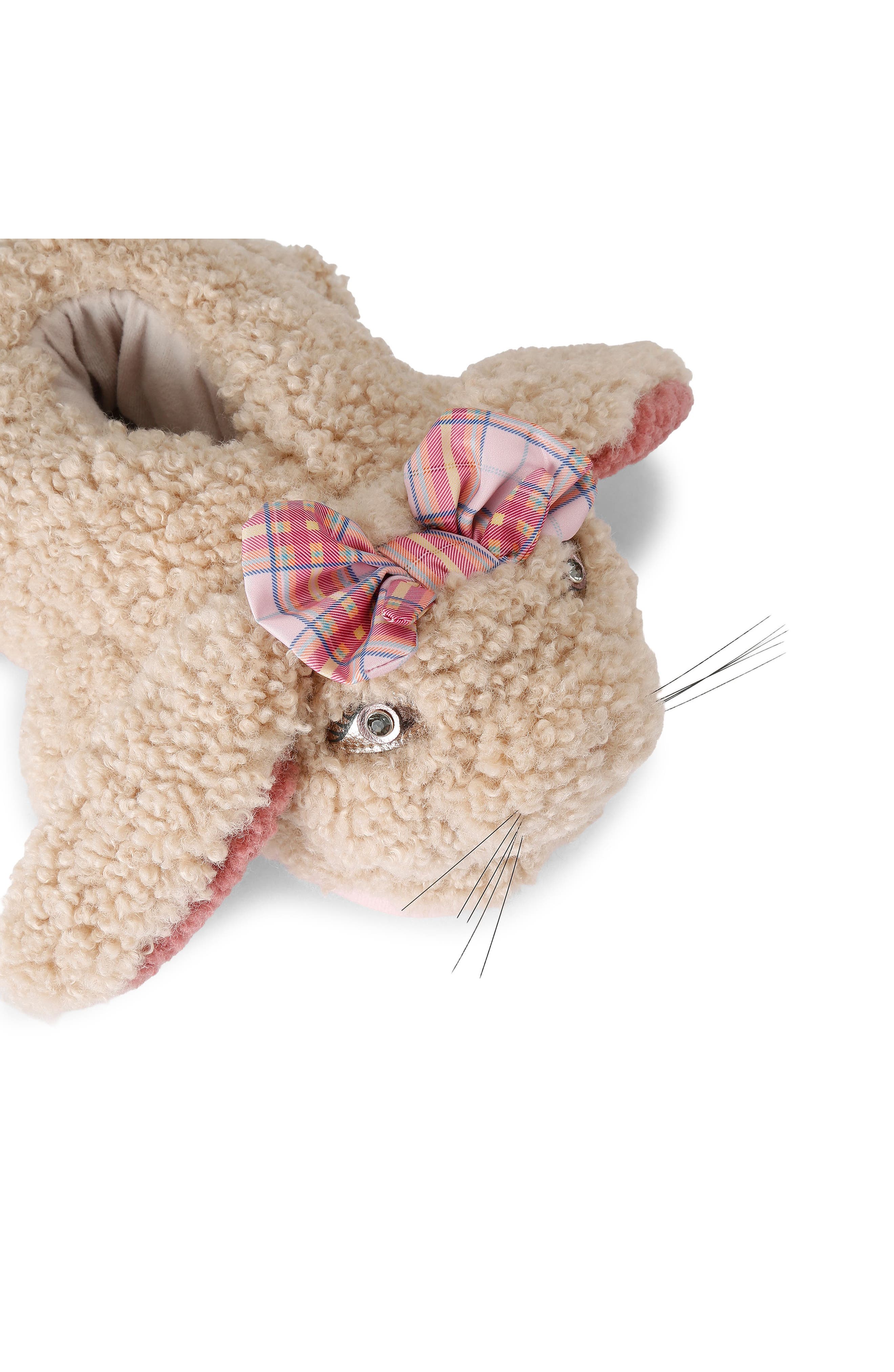 Bunny Faux Fur Slipper, Alternate, color, OPEN WHITE