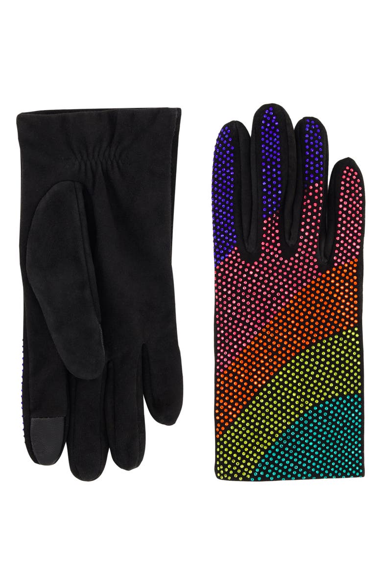 Kurt Geiger London Crystal Wave Gloves, Alternate, color, Black