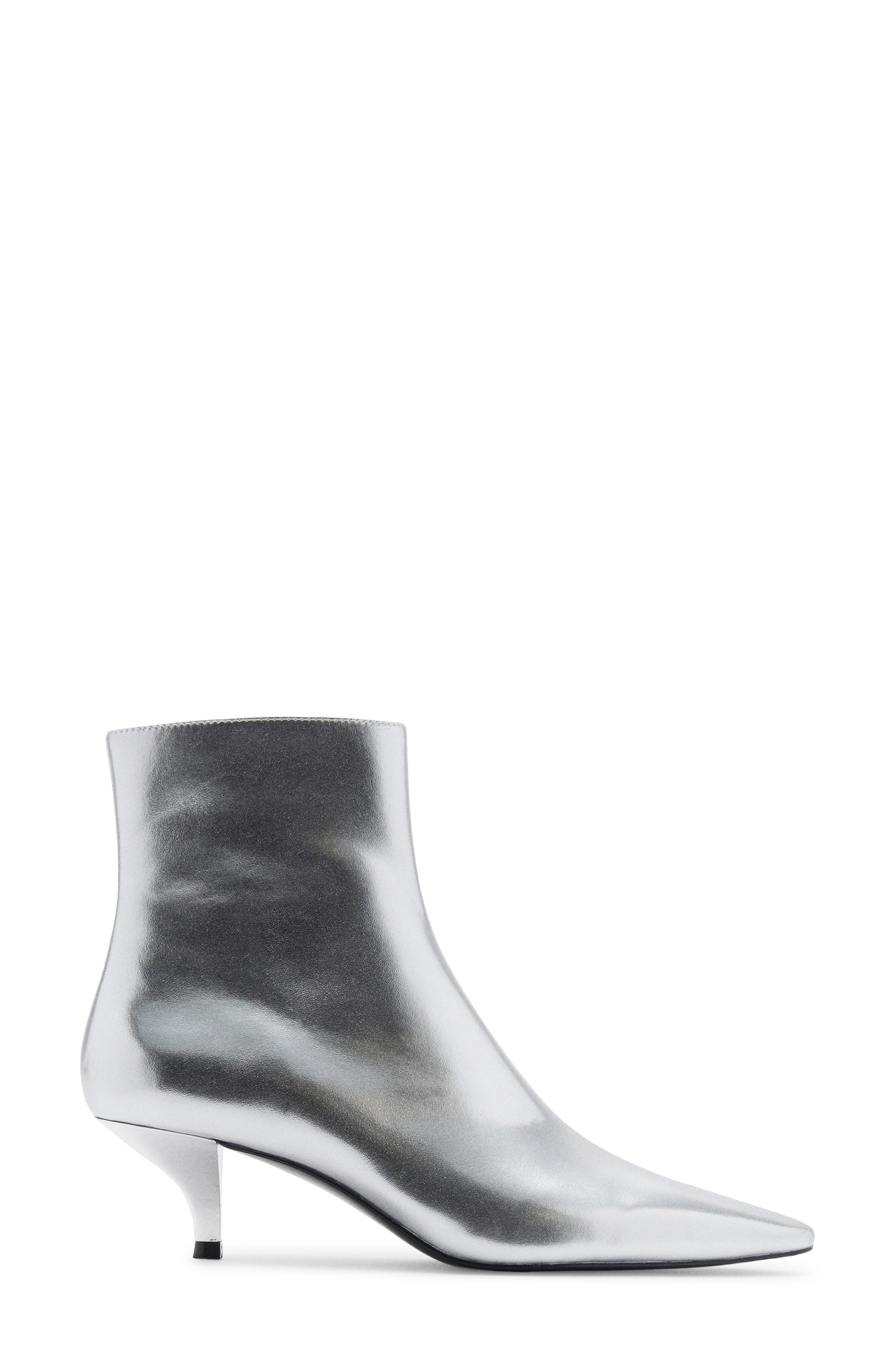 MANGO Metallic Kitten Heel Bootie, Alternate, color, 