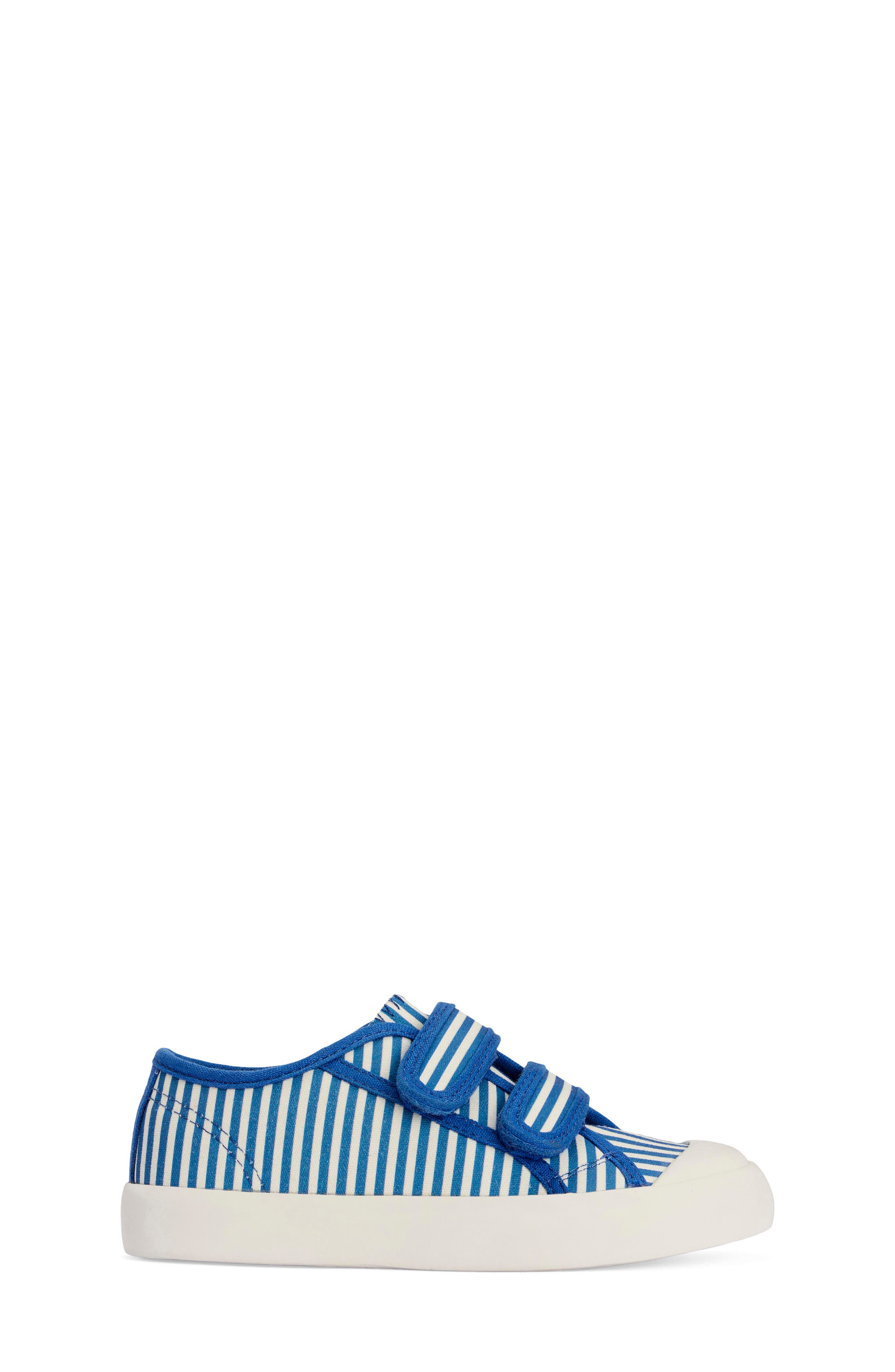 Mini Boden Kids' Canvas Low Top Sneaker, Alternate, color, Blue Ticking Stripe