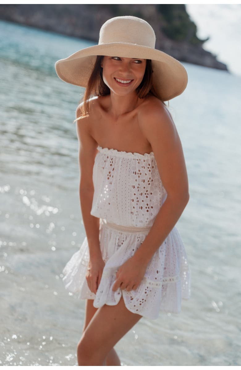 Sunday St. Tropez Malibu Cover-Up Embroidered Mini Dress, Alternate, color, White