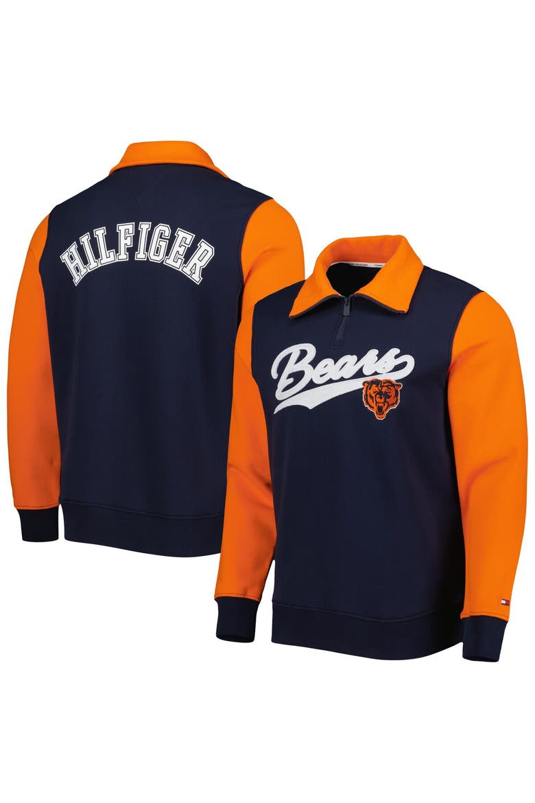 Men's Tommy Hilfiger Navy/Orange Chicago Bears Aiden Quarter-Zip Sweatshirt, Main, color, Navy