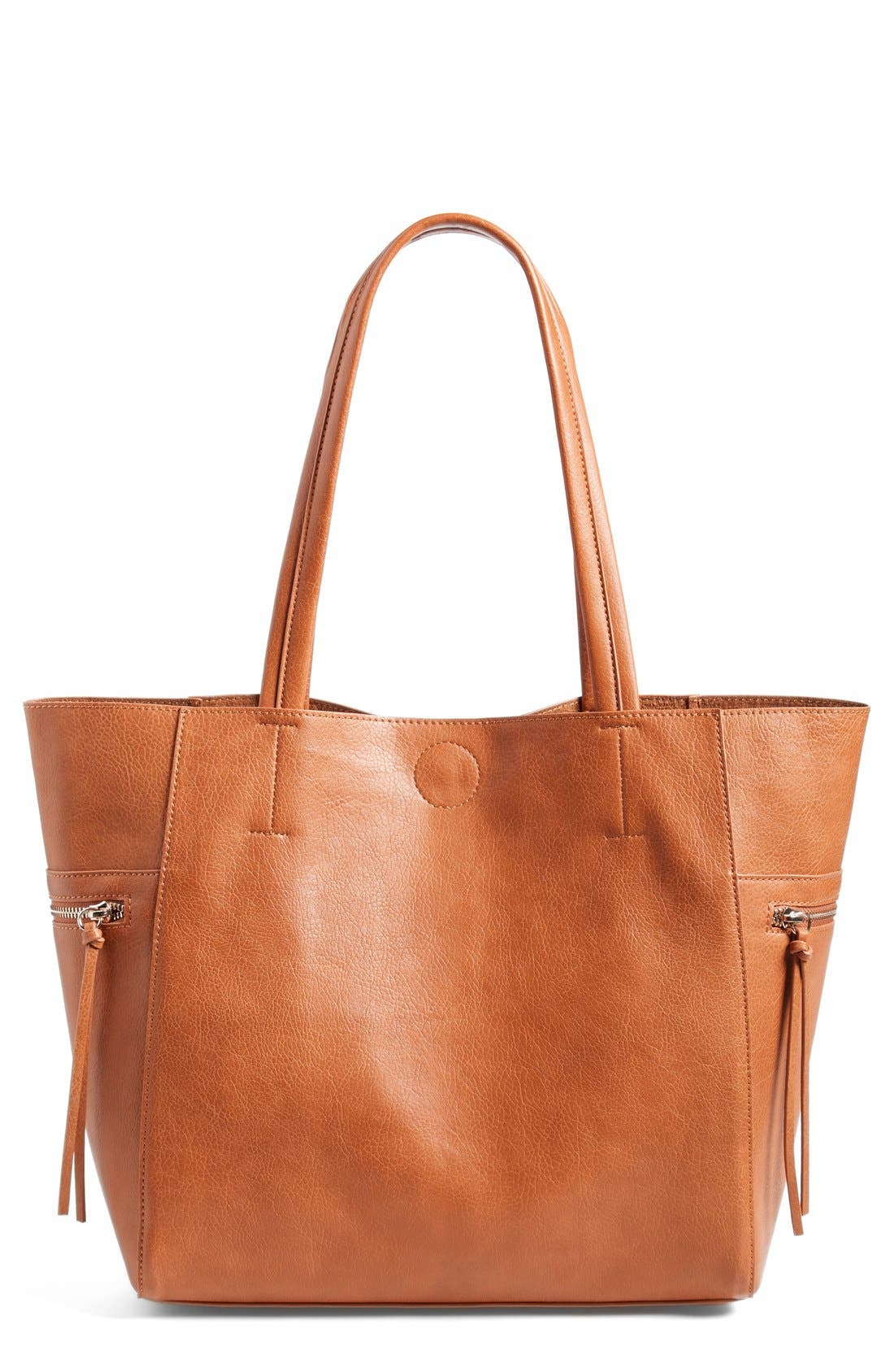 Emperia Side Zip Faux Leather Tote, Main, color, 
